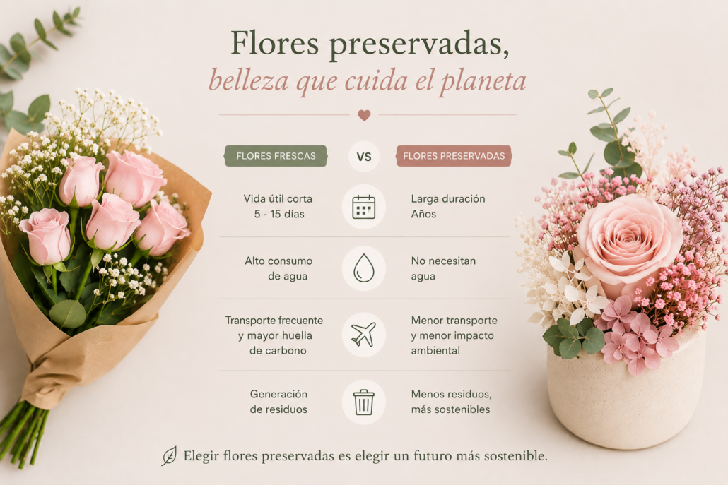 rosas preservads son más sostenibles que las frescas