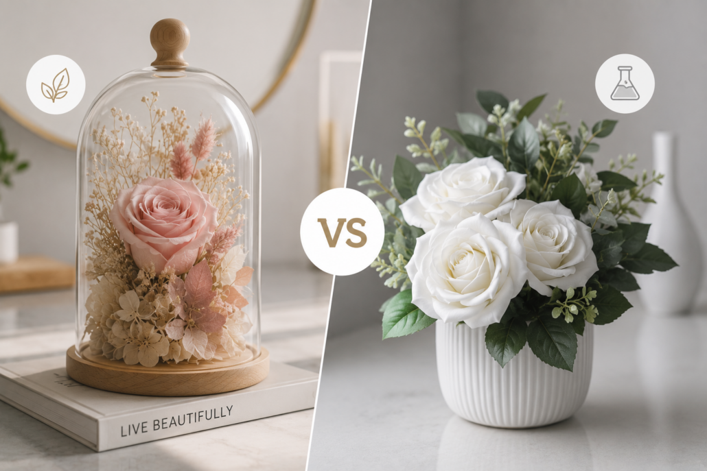 ¿flores prservadas o flores artificiales?