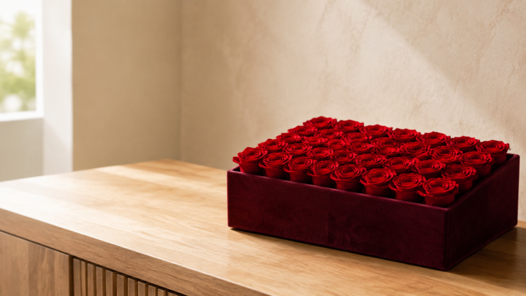 correcto cuidado de rosas preservadas