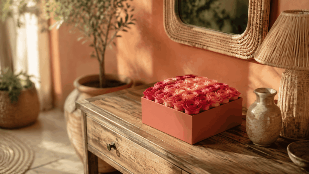 decorar con rosas preservadas